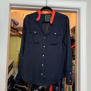 C. Wonder navy and neon blouse. Like new!